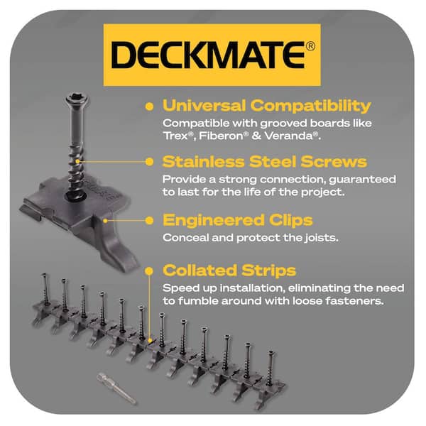 360-Pack 200 sq ft. Black Collated Universal Hidden Deck Fasteners for Grooved Decking