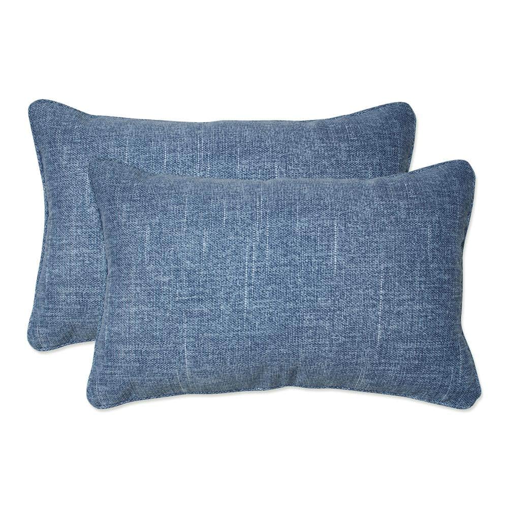 Tory Denim Blue Textured Indoor/Outdoor Lumbar Pillows Set of 2