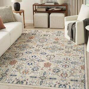 Allur Beige 6 ft. x 9 ft. Abstract Medallion Transitional Area Rug