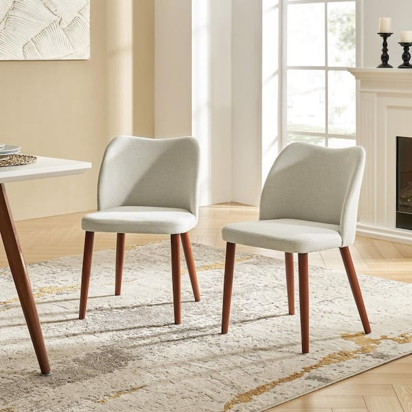 JAYDEN CREATION Eliseo Grey Modern Upholstered Dining Chair with Solid Wood Legs Set of 2