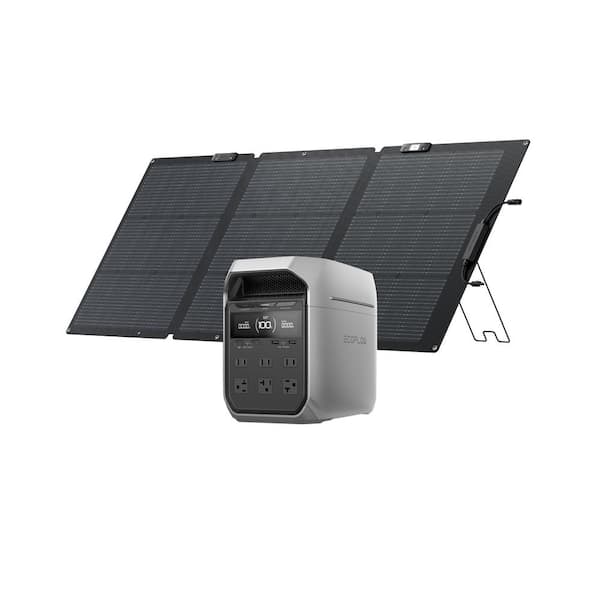 1024Wh DELTA 3 Plus with 160W TOPCon Solar Panel, 1800W Output/Surge 3600W, LFP Power Station, Home Backup, Camping