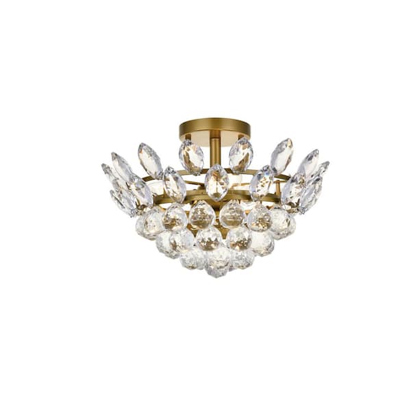 Unbranded Timless Home 14 in. 3-Light Contemporary Brass Flush Mount with No Bulbs Included