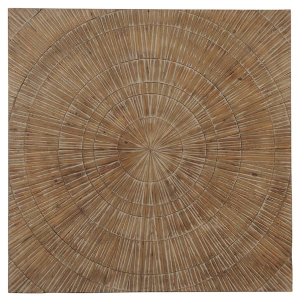 47 in. x 47 in. Wood Brown Handmade Radial Starburst Wall Decor