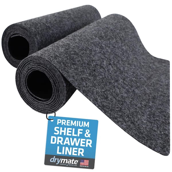 Drymate Premium Charcoal 0.13 in. D x 12 in. H x 59 in. L Solid Slip Resistant Drawer and Shelf Liner (2- Pack)