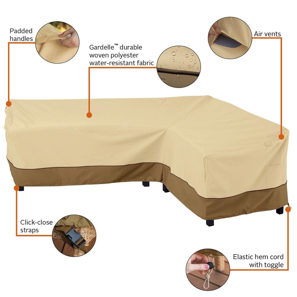 Tan and Brown Water-Resistant L-Shaped Sectional Cover
