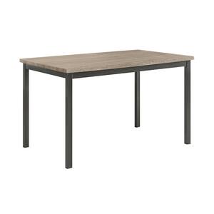 Contemporary Gray and Black Metal Dining Table With Wooden Top