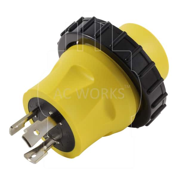 AC WORKS AC Connectors RV/Marine Adapter 30 Amp 3-Prong Locking