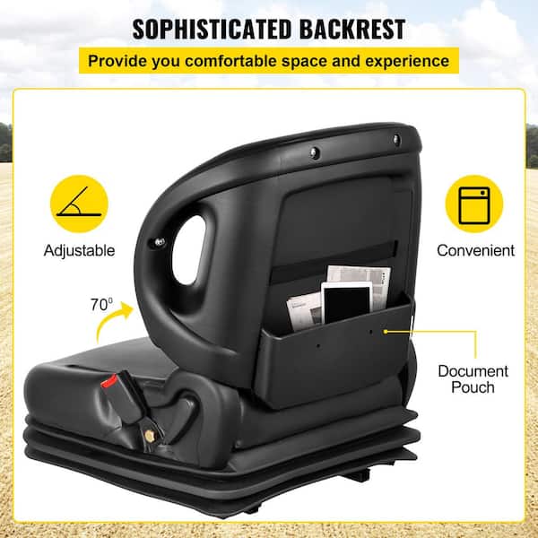 Black Driver Side Forklift Seat Universal Waterproof Truck Cushion Seat  Backrest