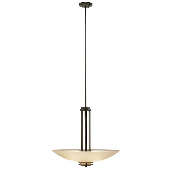 Kichler Roswell 3-Light Brushed Nickel Modern/Contemporary Etched Glass Geometric Medium Hanging Single
