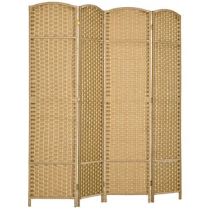 5.6 ft. Tall 4-Panel Folding Room Divider Privacy Screen in Nature Wood