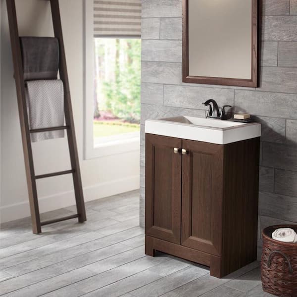 Shaila 24.5 in. W x 16.25 in. D x 35.06 in. H Single Sink Bath Vanity in Truffle with White Cultured Marble Top