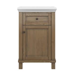 Hazel 24 in. W x 18 in. D Bath Vanity in Bleached Pine with Vanity Top in White with White Basin