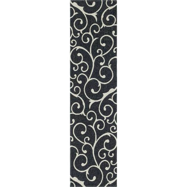 Unique Loom Decatur Scroll Black/Ivory 2 ft. 2 in. x 7 ft. 4 in