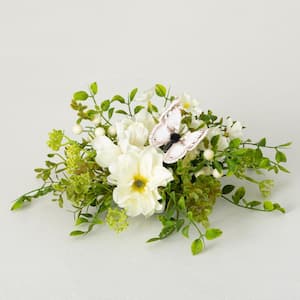 12.25 in. White Artificial Dahlia Botanical Orb Flourish