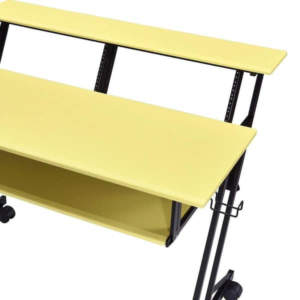 Acme Furniture Suitor 28 in. Rectangular Yellow and Black Metal Desk with Caster Wheels 92904 The Home Depot