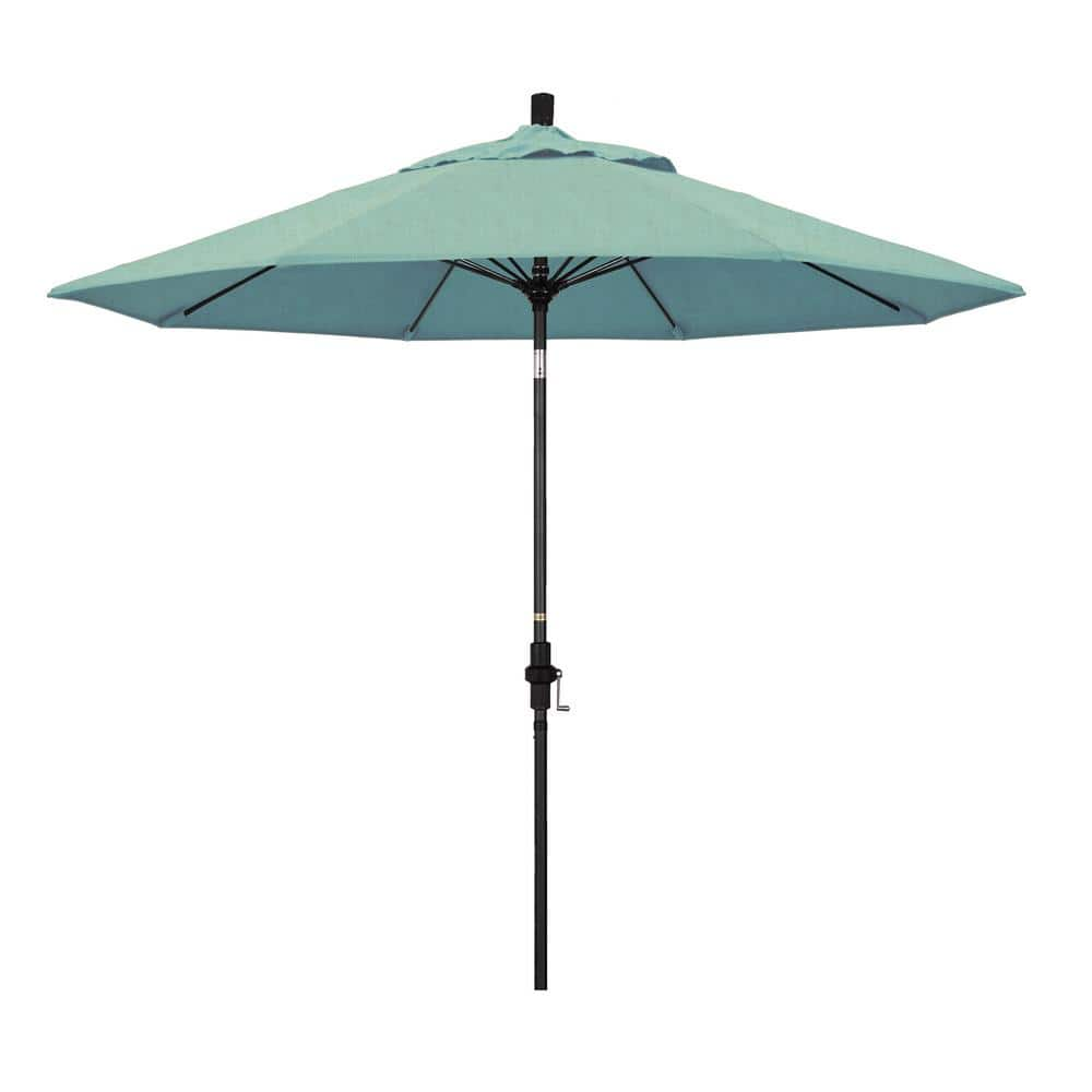 California Umbrella 9 ft. Matted Black Aluminum Market Patio Umbrella ...