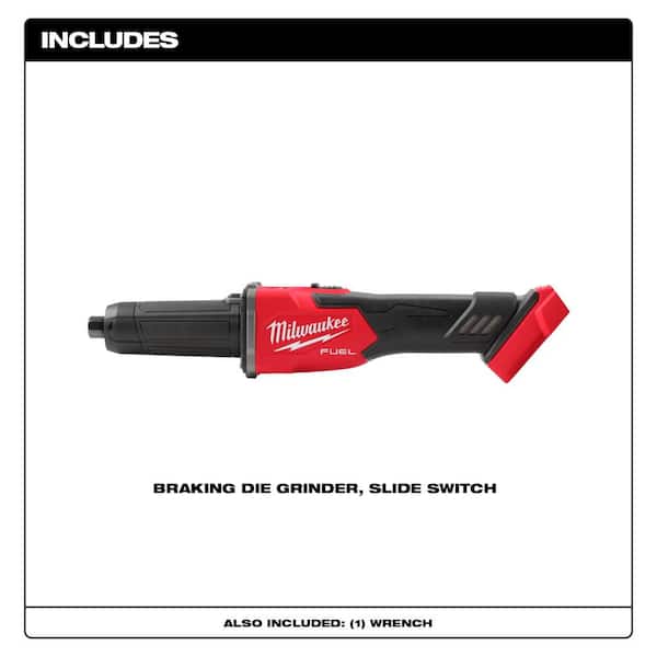Milwaukee 2939-20 M18 FUEL 18V Lithium-Ion Brushless Cordless 1/4 in. Braking Die Grinder Slide Switch (Tool-Only) - 3
