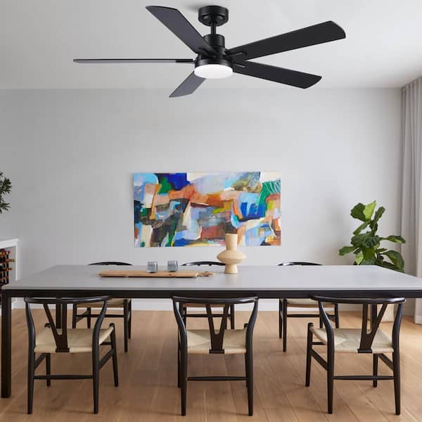 Avex 52 in. Black Standard Downrod Mount Ceiling Fan with Remote Control and Dimmable Integrated LED