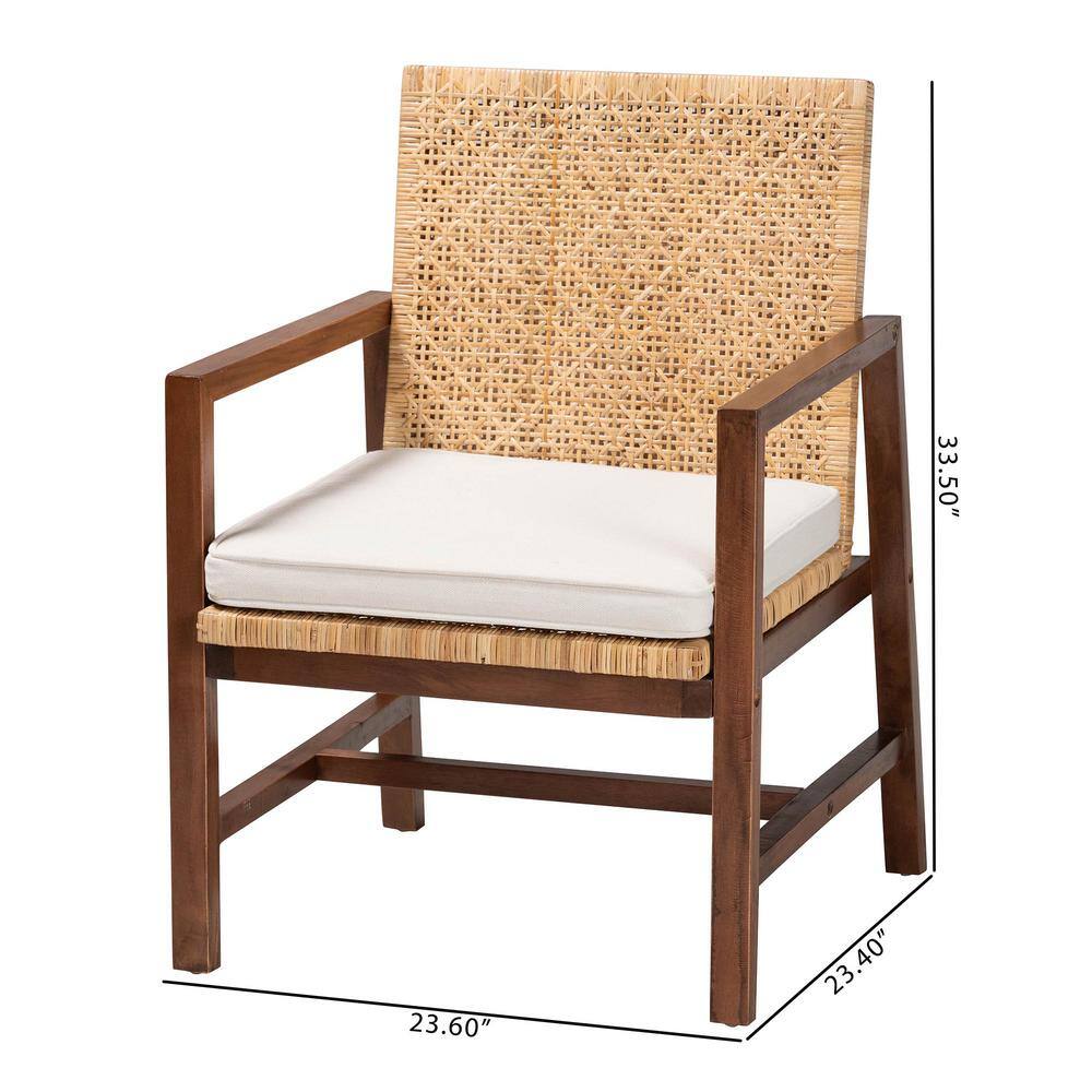 Lovina Light Honey Rattan and Acacia Wood Arm Chair