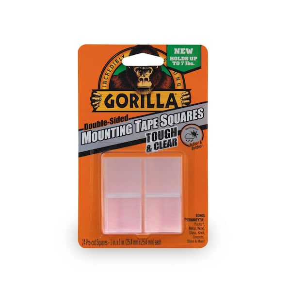 Gorilla 1 in. Clear Mounting Tape Double Sided Mounting Tape Squares (6-Pack)