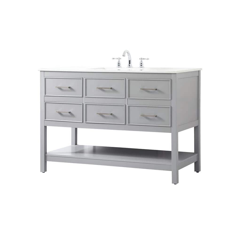 Gray MDF Single Bathroom Vanity with Calacatta White Marble Top