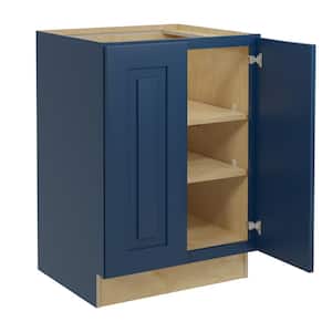 Grayson Mythic Blue Painted Plywood Shaker Assembled Base Kitchen Cabinet FH Soft Close 24 in W x 24 in D x 34.5 in H