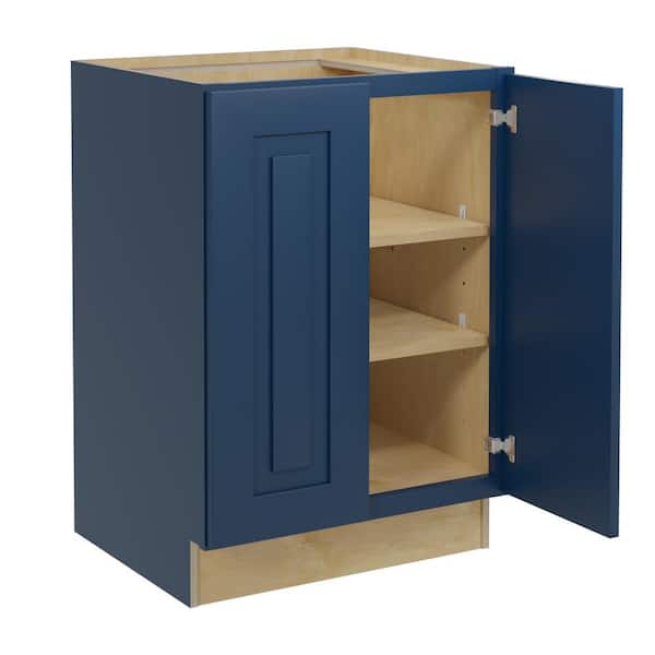 Home Decorators Collection Grayson 24 in. W x 24 in. D x 34.5 in. H Assembled Plywood Full Height Door Base Kitchen Cabinet in Mythic Blue