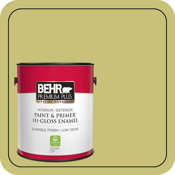 BEHR PREMIUM PLUS 1 gal. #PPU9-07 Fresh Sprout Hi-Gloss Enamel Interior/Exterior Paint & Primer