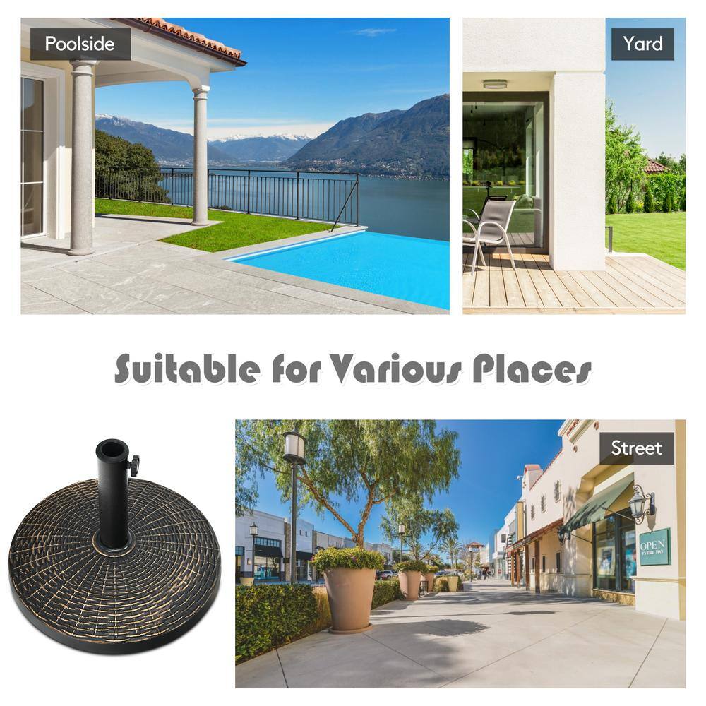 Bronze Heavy-Duty Resin Patio Umbrella Base Stand
