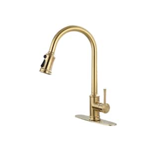 Single-Handle Stainless Steel Pull Down Sprayer Kitchen Faucet with Touch Funtion in Gold