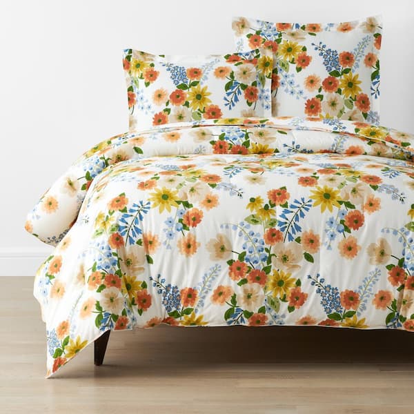 The Company Store Company Cotton Autumn Bouquet White Multi Twin/Twin XL Cotton Percale Comforter