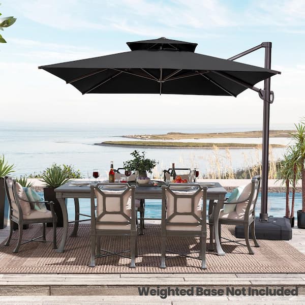 Crestlive Products 11 ft. Double Top Square Cantilever Patio Umbrella in Black