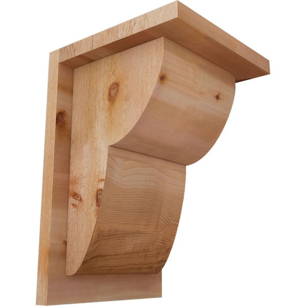 Ekena Millwork 8 in. x 8 in. x 12 in. Western Red Cedar Crestline Rough Sawn Corbel with Backplate