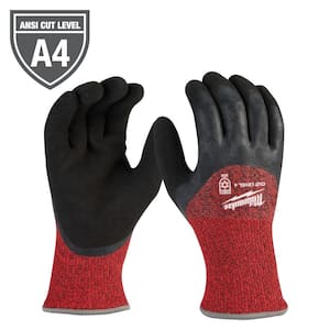 Medium Red Latex Level 4 Cut Resistant Insulated Winter Dipped Work Gloves