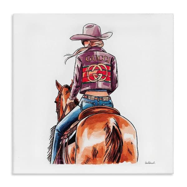 Stupell Industries Glam Cowgirl on Horse by Amanda Greenwood Unframed People Graphic Art Print 30 in. x 30 in.