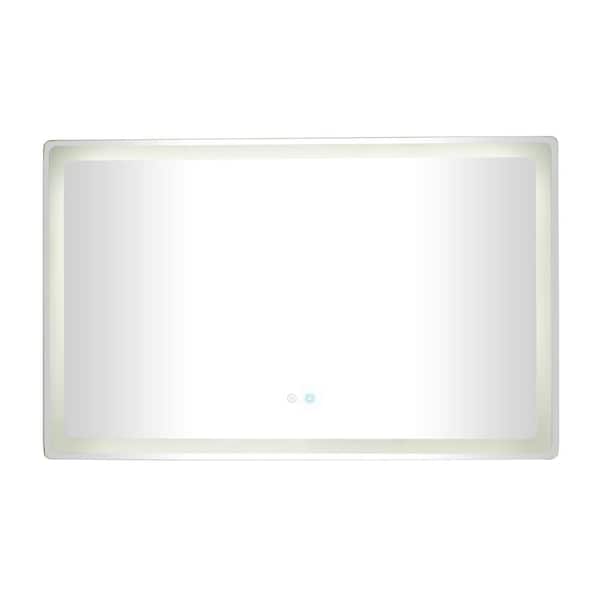 Litton Lane 30 in. x 47 in. Rectangle Frameless Silver Anti Fog Mirror with LED Light