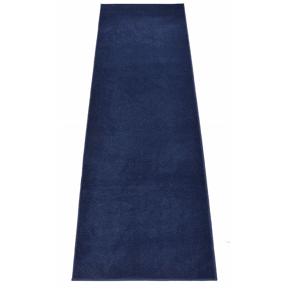 Custom Sized Carpet Runner Rug Navy Blue Color Rubber Backed Non Slip –  Custom Size Runners