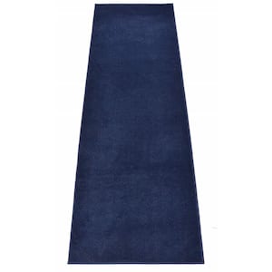 Euro Solid Navy Blue 36 in. Width x Your Choice Length Custom Size Runner Rug