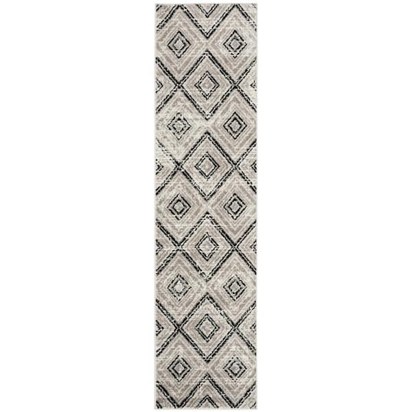 SAFAVIEH Skyler Gray/Black 2 ft. x 12 ft. Geometric Runner Rug