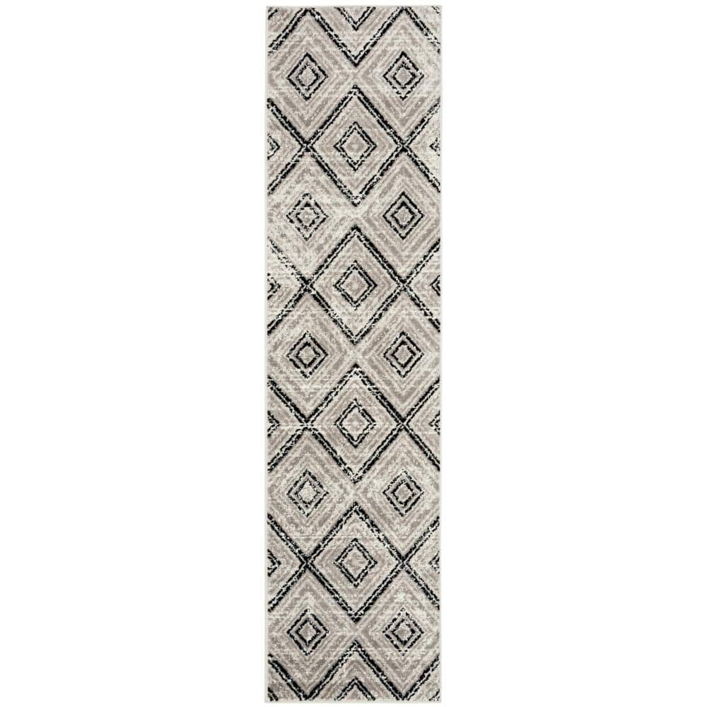 Skyler Silver Medallion Reversible Synthetic Runner Rug, 2' x 14'