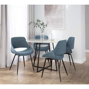 Fabrico Blue Fabric and Black Metal Side Chair (Set of 2)