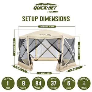 Quick-Set Escape 11.5 x 11.5 Foot Portable Outdoor Camping Shelter, Tan