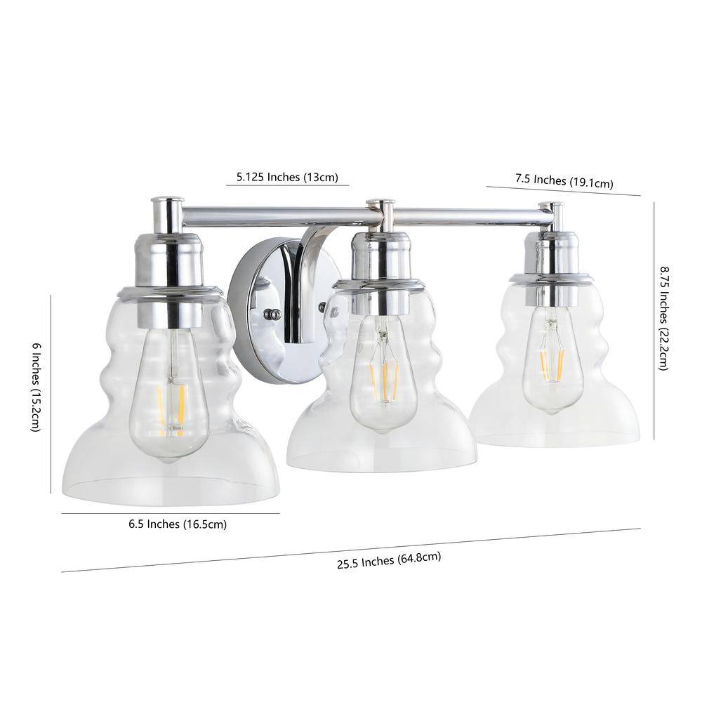 Manhattan Chrome 25.5" 3-Light Industrial Vanity Fixture