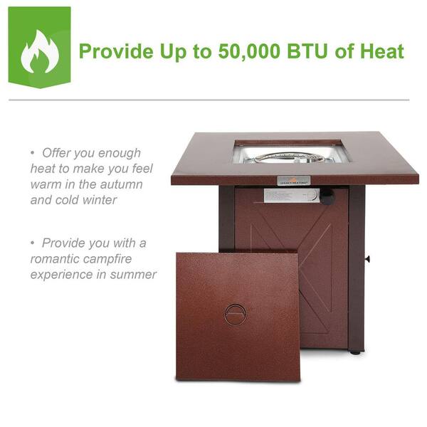 キャビネット Steel 28 in. Square Outdoor Propane Fire Pits Table, 48000