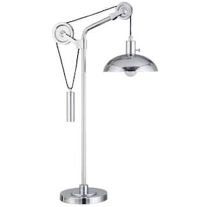 33 in. Nickel Industrial Integrated LED Bedside Table Lamp with Nickel Metal Shade