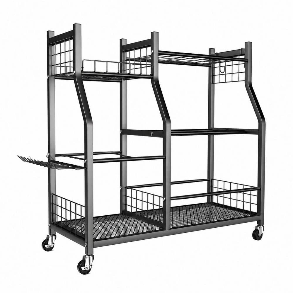 Black Alloy Steel Garden Tool Organizer Stand with Lockable Wheels for Long-Handled Tools price history on PriceWatchPro