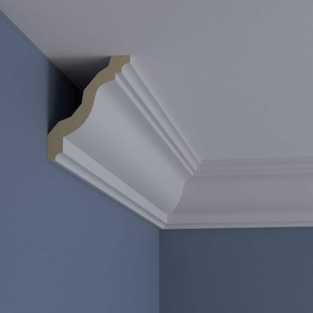 Edwards Smooth White Polyurethane Crown Moulding, 94.5" Length