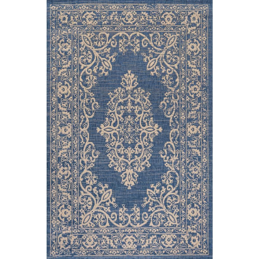 Mediterranean Dream Blue & Ivory Synthetic Medallion Rug