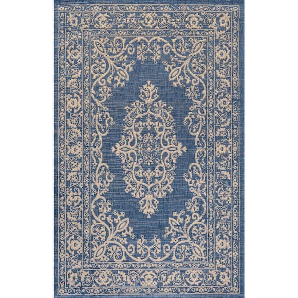 Galon Filigree Blue/Beige 5 ft. x 8 ft. Indoor/Outdoor Area Rug