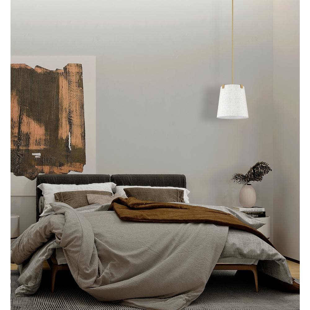 Weston 13" Modern Gold Steel Pendant Light with Cream Shade